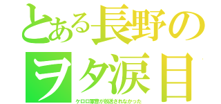 とある長野のヲタ涙目（ケロロ軍曹が放送されなかった）