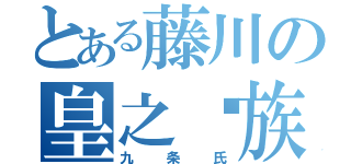 とある藤川の皇之贵族（九条氏）