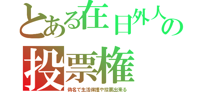 とある在日外人の投票権（偽名で生活保護や投票出来る）