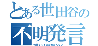 とある世田谷の不明発言（何言ってるのかわかんない）