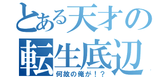 とある天才の転生底辺（何故の俺が！？）