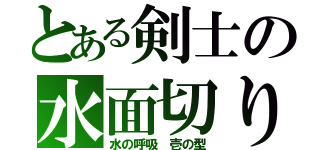 とある剣士の水面切り（水の呼吸 壱の型）