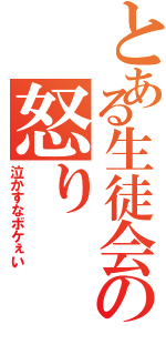 とある生徒会の怒り（泣かすなボケぇい）