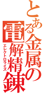 とある金属の電解精錬（エレクトロライズ）