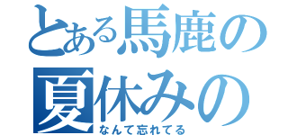 とある馬鹿の夏休みの宿題（なんて忘れてる）