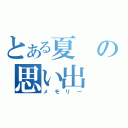 とある夏の思い出（メモリー）