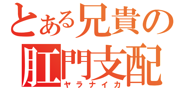 とある兄貴の肛門支配（ヤラナイカ）