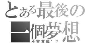 とある最後の一個夢想（不會實現吧？）