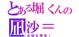 とある堀くんの凪沙＝（大切な神友！）