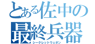 とある佐中の最終兵器（シークレットウェポン）