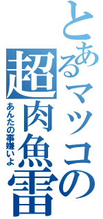 とあるマツコの超肉魚雷（あんたの事嫌いよ）