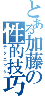 とある加藤の性的技巧（テクニック）