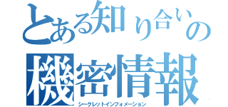 とある知り合いの機密情報（シークレットインフォメーション）