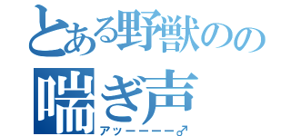 とある野獣のの喘ぎ声（アッーーーー♂）