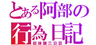 とある阿部の行為日記（初体験三日目）