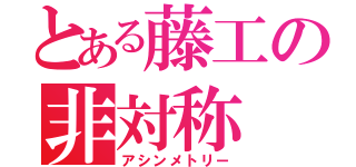 とある藤工の非対称（アシンメトリー）