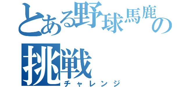 とある野球馬鹿の挑戦（チャレンジ）