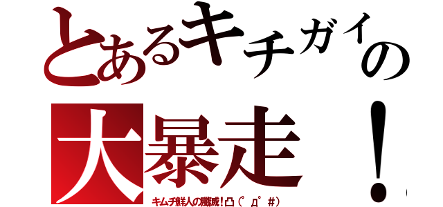 とあるキチガイの大暴走！（キムチ鮮人の殲滅！凸（°д°＃））