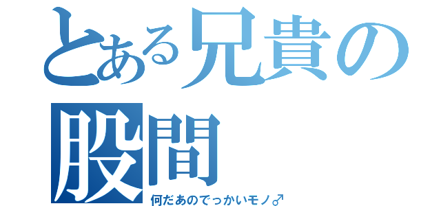 とある兄貴の股間（何だあのでっかいモノ♂）