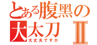 とある腹黑の大太刀Ⅱ（大丈夫ですか）