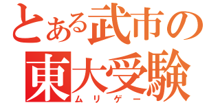 とある武市の東大受験（ムリゲー）