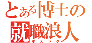 とある博士の就職浪人（ポスドク）