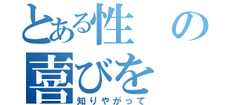 とある性の喜びを（知りやがって）