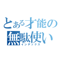 とある才能の無駄使い（インデックス）