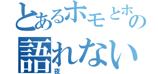 とあるホモとホモの語れない夜（夜）