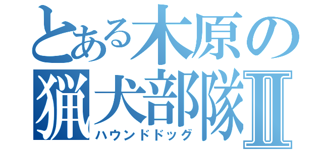 とある木原の猟犬部隊Ⅱ（ハウンドドッグ）