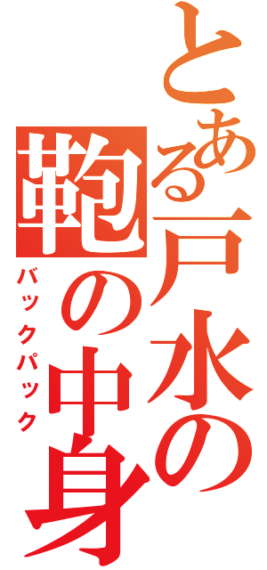 とある戸水の鞄の中身（バックパック）