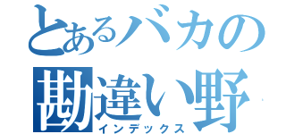 とあるバカの勘違い野郎（インデックス）