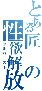 とある匠の性欲解放（フルバースト）