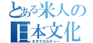 とある米人の日本文化（オタクカルチャー）