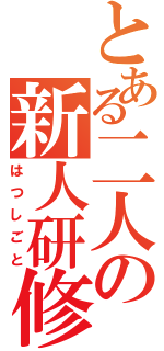 とある二人の新人研修（はつしごと）