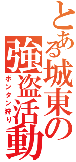 とある城東の強盗活動（ボンタン狩り）