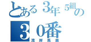 とある３年５組の３０番（湾岸馬鹿）