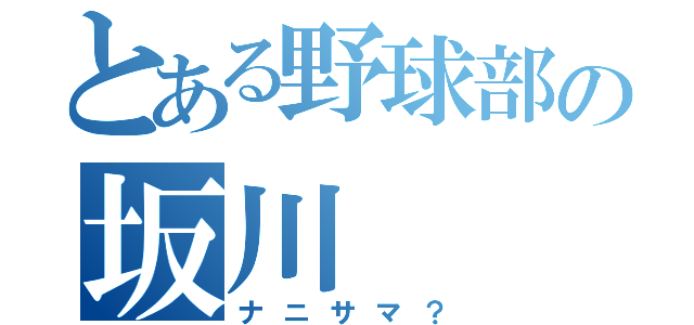 とある野球部の坂川（ナニサマ？）