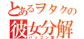 とあるヲタクの彼女分解（パソコン愛）