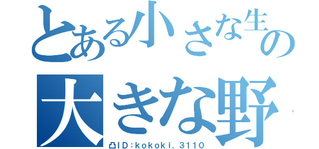 とある小さな生主の大きな野望（凸ＩＤ：ｋｏｋｏｋｉ．３１１０）