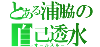 とある浦脇の自己透水（オールスルー）