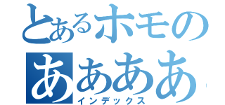 とあるホモのあああああああああああああ（インデックス）