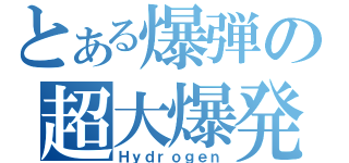 とある爆弾の超大爆発（Ｈｙｄｒｏｇｅｎ）