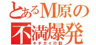 とあるＭ原の不満爆発（キチガイ行動）