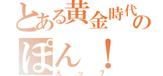 とある黄金時代のぽん！（えっ？）