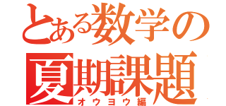 とある数学の夏期課題（オウヨウ編）