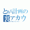 とある計画の裏アカウント（プロジェクト）