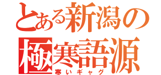 とある新潟の極寒語源（寒いギャグ）