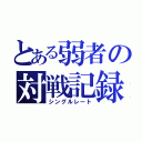 とある弱者の対戦記録（シングルレート）