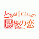 とある中学生の最後の恋（一緒大事にするしっ）